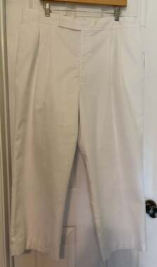 GUC Cintas Men's White Pleated Work Pants Size 40 Reg Style 109685-92, 40x27